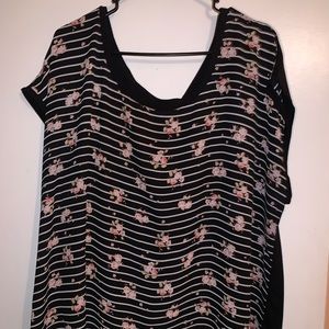 TORRID Brand - black stripe & floral top - size 2